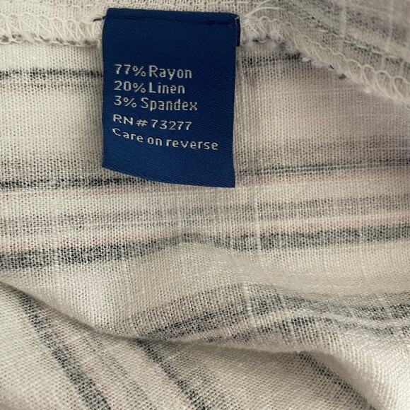 Apt 9 Women Shift Dress 14 Neutral Striped Linen Blend Coastal Office Travel - Picture 8 of 11